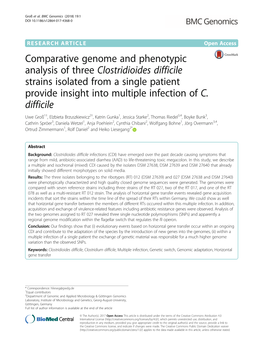 Comparative Genome and Phenotypic Analysis of Three Clostridioides Difficile Strains Isolated from a Single Patient Provide Insight Into Multiple Infection of C