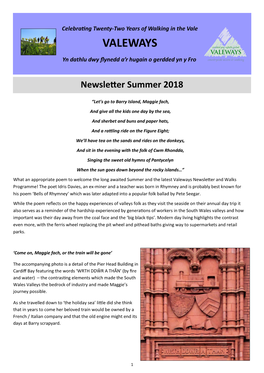 Valeways Newsletter Summer 2018
