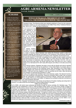 AGBU Armenia Newsletter (July-August, 2011)