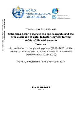 TECHNICAL WORKSHOP Enhancing Ocean Observations and Research