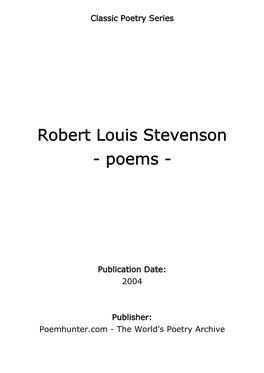 Robert Louis Stevenson - Poems