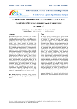 International Journal of Educational Spectrum A. Karakaş