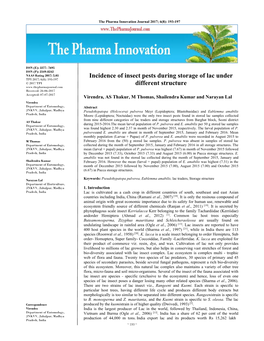 Incidence of Insect Pests During Storage of Lac Under Different Structure