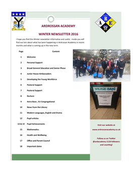 Ardrossan Academy Winter Newsletter 2016
