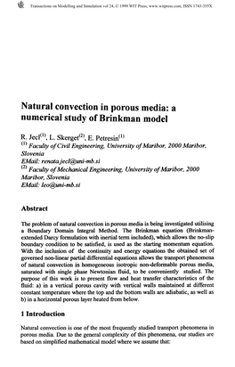 Natural Convection in Porous Media: a Numerical Study of Brinkman Model