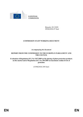 EUROPEAN COMMISSION Brussels, 20.5.2020 SWD(2020) 87 Final