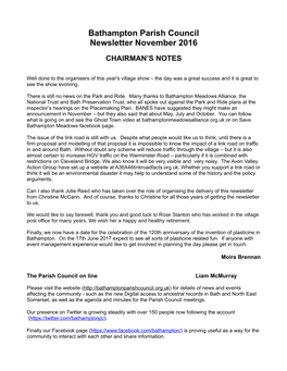 Bathampton Parish Council Newsletter November 2016