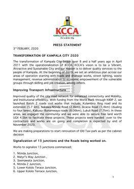 Transformation of Kampala City 2020