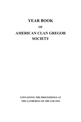 Year Book of American Clan Gregor Society