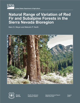 Natural Range of Variation of Red Fir and Subalpine Forests in the Sierra Nevada Bioregion Marc D