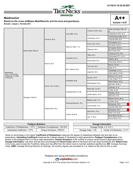 Truenicks Rating and May Differ from the Direct Cross to Maintain Statistical Significance; AEI: Average Earnings Index; AWD: Average Winning Distance (In Furlongs)