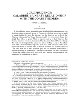 Juris Prudence: Calabresi's Uneasy Relationship with the Coase Theorem