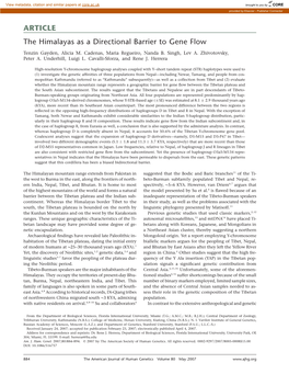 The Himalayas As a Directional Barrier to Gene Flow