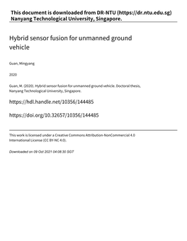 Hybrid Sensor Fusion for Unmanned Ground Vehicle