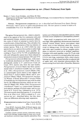 Pterygoneurum Compactum Sp. Nov. (Musci: Pottiaceae) Froro Spain