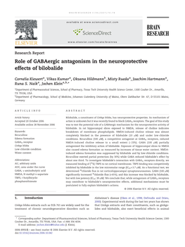 Role of Gabaergic Antagonism in the Neuroprotective Effects of Bilobalide