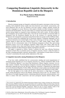 Comparing Dominican Linguistic (In)Security in the Dominican Republic and in the Diaspora