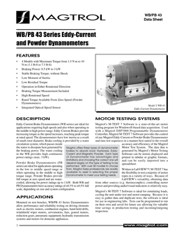 WB/PB 43 Series Eddy-Current and Powder Dynamometers