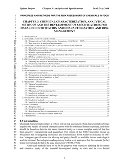 Principles and Methods for the Risk Assessment of Chemicals in Food 2 3 Chapter 3