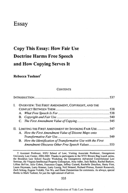 How Fair Use Doctrine Harms Free Speech and How Copying Serves It