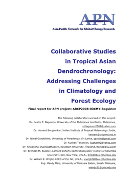 Collaborative Studies in Tropical Asian Dendrochronology: Addressing Challenges in Climatology and Forest Ecology