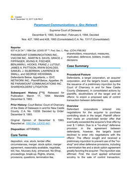 Paramount Communications V. Qvc Network