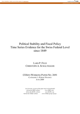 Cesifo Working Paper No. 2691 Category 1: Public Finance June 2009