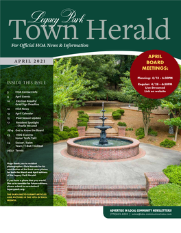 Town Herald Is a Publication of KDA & Tlehs