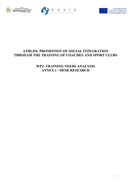 Athlisi- Promotion of Social Integration Through the Training of Coaches and Sport Clubs