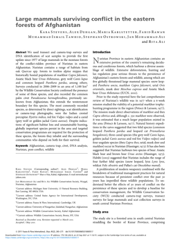 Large Mammals Surviving Conflict in the Eastern Forests of Afghanistan