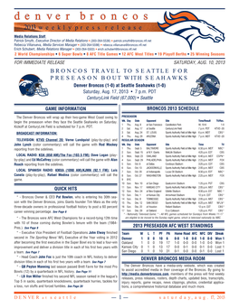 Denver Broncos Roster Section 2013.Xlsx