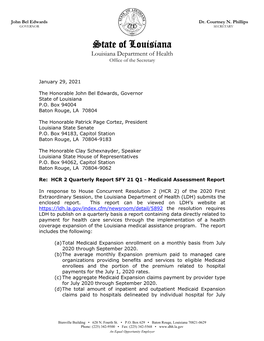 HCR 2 Medicaid Expansion Enrollment and Claims Data SFY 21 Q1HCR 2