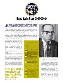 Henry Esplin Kloss (1929–2002)