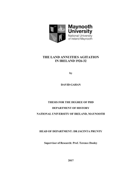 The Land Annuities Agitation in Ireland 1926-32