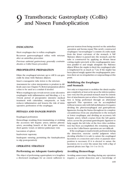 9 Transthoracic Gastroplasty (Collis) and Nissen Fundoplication