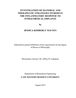 Investigation of Material and Therapeutic Strategies to Reduce the Inflammatory Response to Intracortical Implants