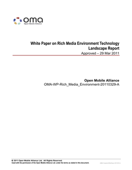 White Paper on Rich Media Environment Technology Landscape Report Approved – 29 Mar 2011