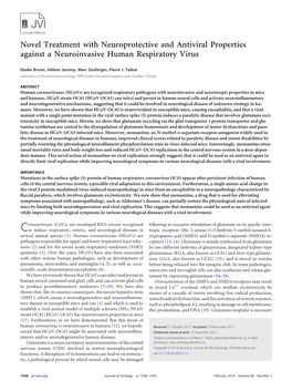 Novel Treatment with Neuroprotective and Antiviral Properties Against a Neuroinvasive Human Respiratory Virus