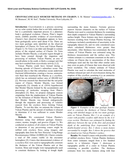 CRYOVOLCANICALLY SOURCED METHANE on CHARON. S. M. Menten1 (Smenten@Purdue.Edu), A