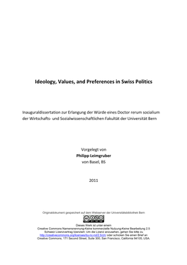 Ideology, Values, and Preferences in Swiss Politics