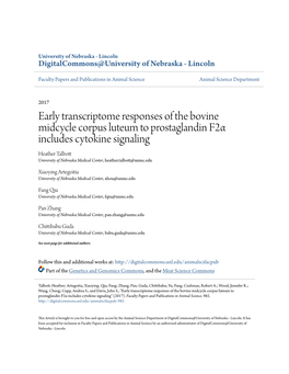 Early Transcriptome Responses of the Bovine Midcycle Corpus Luteum To