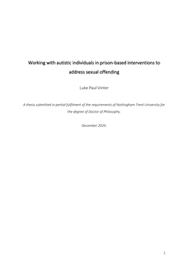 Working with Autistic Individuals in Prison-Based Interventions to Address Sexual Offending