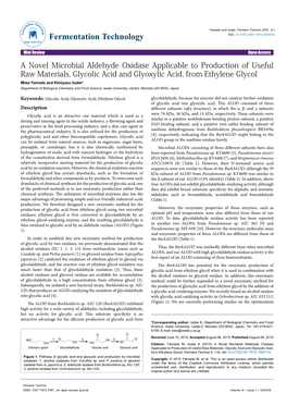 A Novel Microbial Aldehyde Oxidase Applicable to Production of Useful