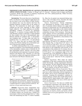 Thermodynamic Properties of Aqueous Chlorine Oxyanion Solutions and Their Applications to Mars