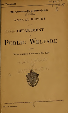 Annual Report of the Department of Public Welfare. Massachusetts