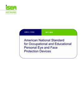 ANSI/ISEA Z87.1-2010 Revision of ANSI Z87.1-2003