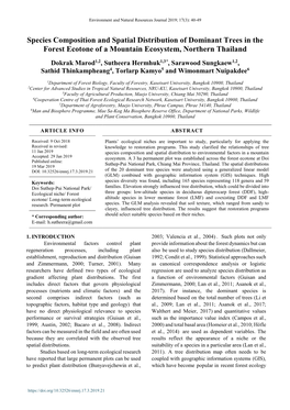 Species Composition and Spatial Distribution of Dominant Trees in the Forest Ecotone of a Mountain Ecosystem, Northern Thailand