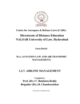 Directorate of Distance Education NALSAR University of Law, Hyderabad