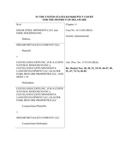 Mesabi Metallics Company LLC V. Cleveland-Cliffs Inc