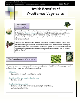 Health Benefits of Cruciferous Vegetables